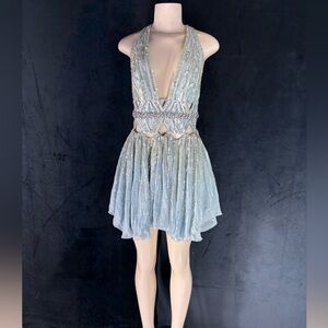 Elegant Silver Halter Dress by Mandalay